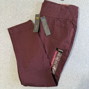 Lee Sculpting Slim Fit Slim Leg Mid Rise Pants Burgundy Womens 12 Medium NEW